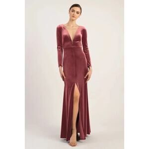 BHLDN x Jenny Yoo Malia $395 Malia Cinnamon Rose Velvet Maxi Dress SZ 4